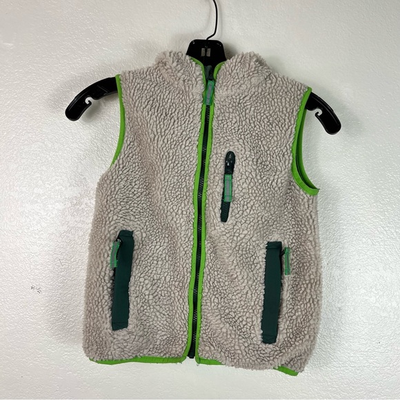 Mini Boden Sherpa hooded Vest Reflective Zipper pockets 7-8 years old - Picture 1 of 7